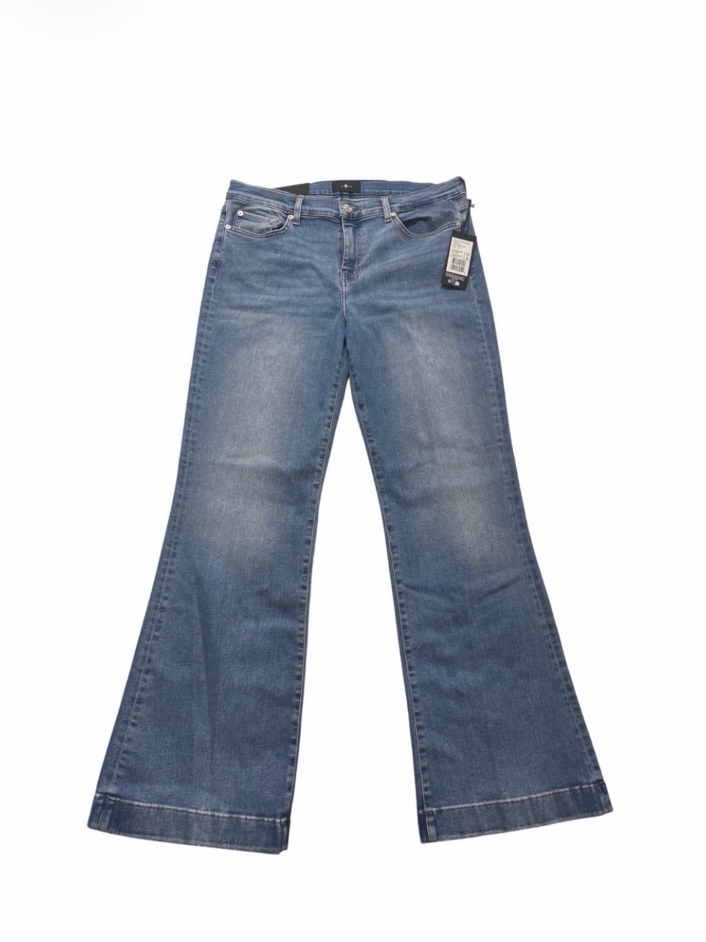 7 For All Mankind Dojo Tailorless Trouser NWOT Hemdon Blue Flare Jean SIZE 31